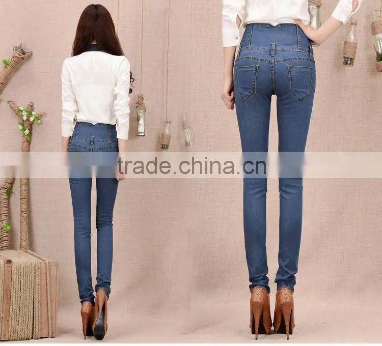 Hot-selling elegant autumn high quality garment factory denim trousers