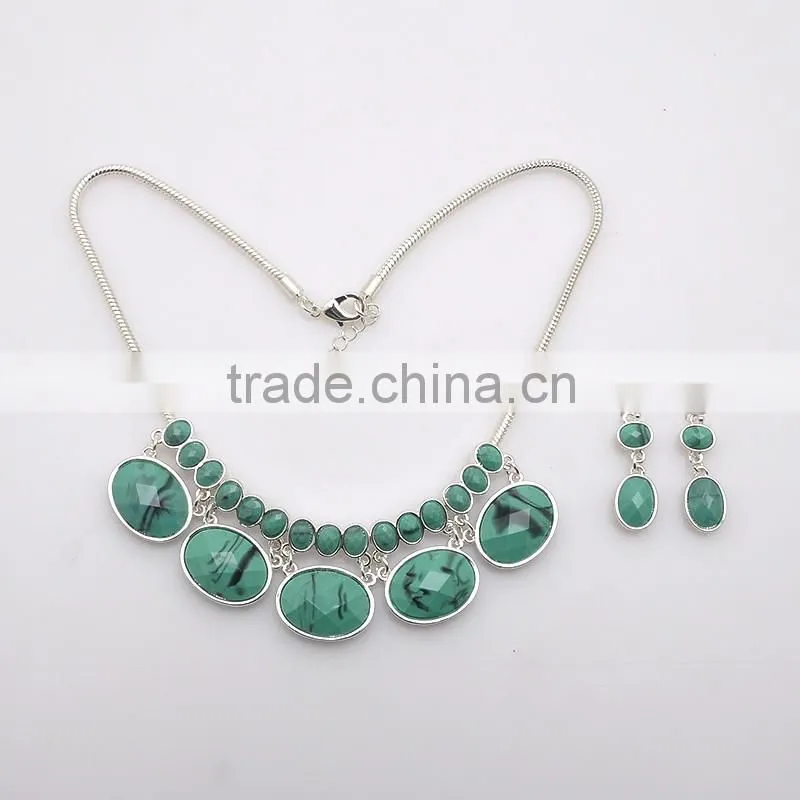 Hot sale cheapest bulk green resin ruby series statement jewelry set