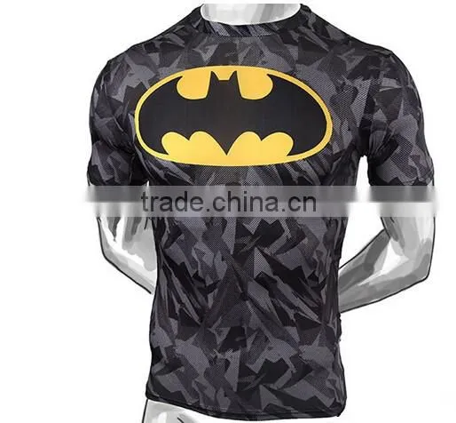 Mens Superhero Long Sleeve Cycling T-Shirt Pro Slim Quick Dry Compression T-Shirt