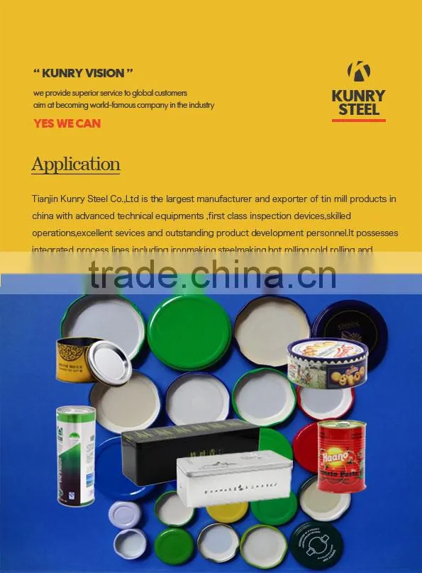 MR/SPCC Grade tinplate in coils for making tin cans