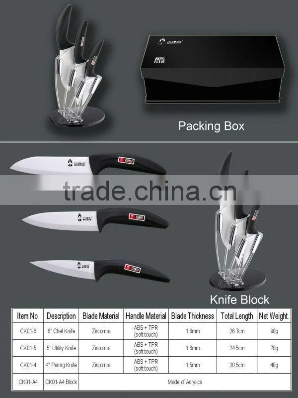 Household kitchenware cooking ceramic cutter with black handle