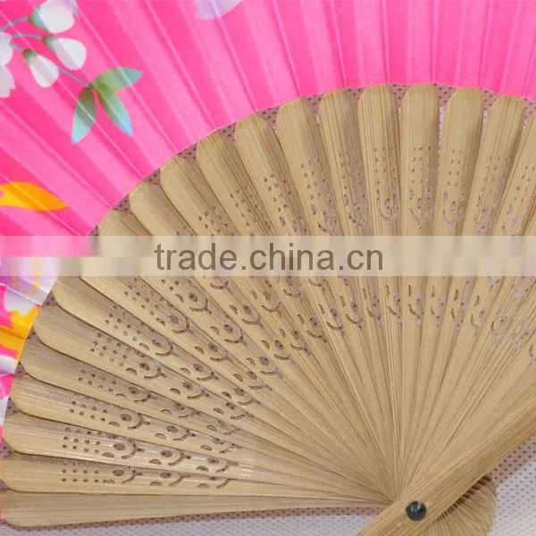 Japanese style bamboo folding silk fabrics dancing fans for gift