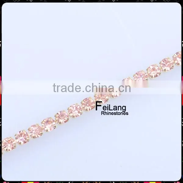 The latest fashion 2mm dense rhinestone cup chain