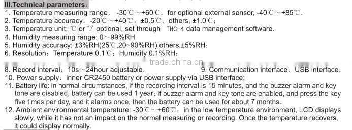 2015 New design disposable temperature data logger/ USB data logger temperature humidity THC-4