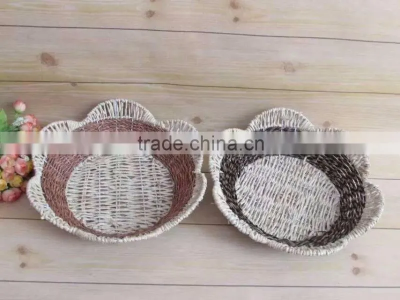Natural seagrass woven flower shape storage basket