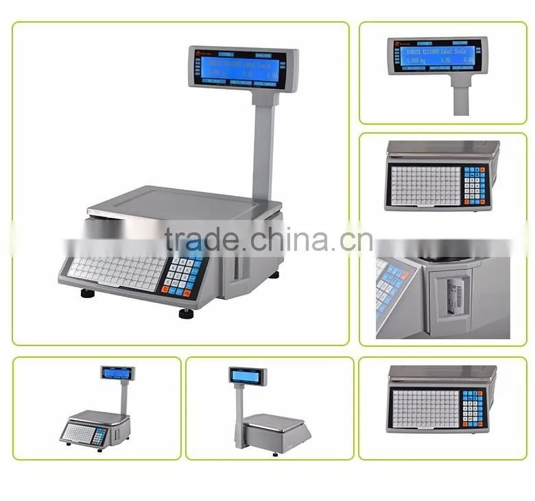 30kg digital weighting label printing scale, store up 10,000 PLU
