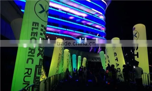 2016 Electric Run Guangzhou color-changing inflatable led decorative pillars, led lighting inflatable columns for sale