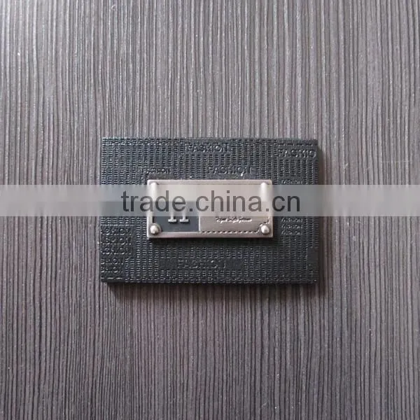 Black Debossed Leather Label With Metal Label For Garment