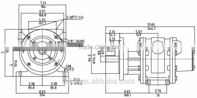 HX16AM Air Motor 9.5hp Foot,Face,Nema Mounting,Gast Equivalent,Rotary Vane Air Motor