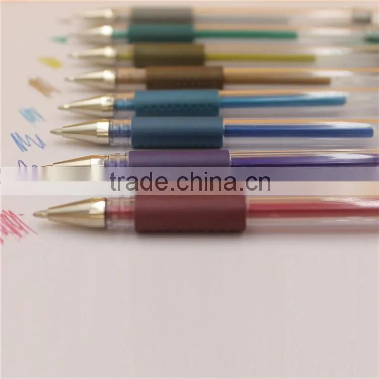 smooth writing glitter metallic neon with grip gel pen set color pen