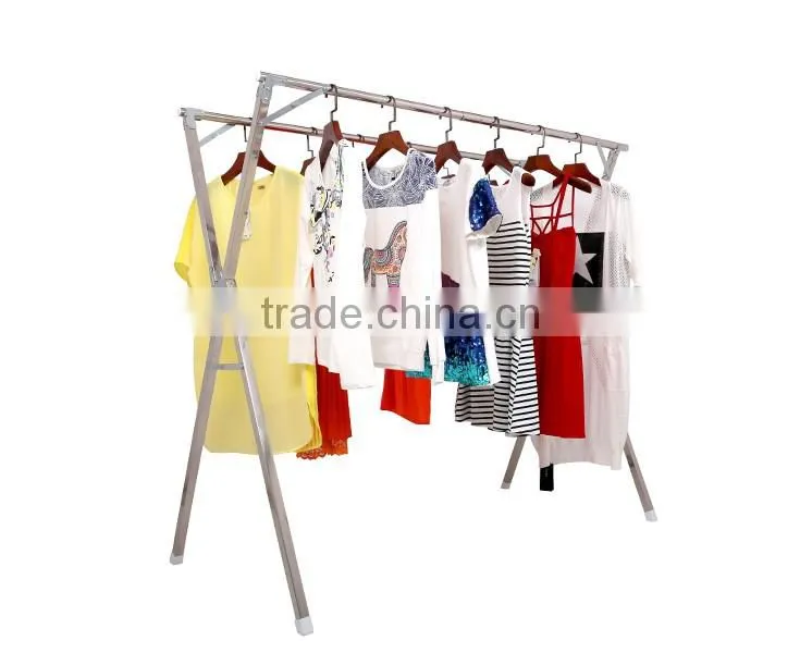 Vertical telescopic X type stainless steel clothes rack for hanging clothes