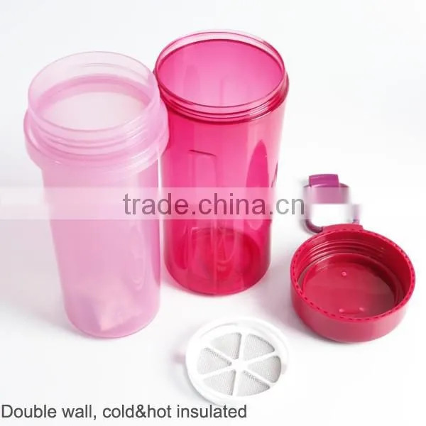 Premium Double Wall 600ml Sport Water Bottle wih Tea Filter