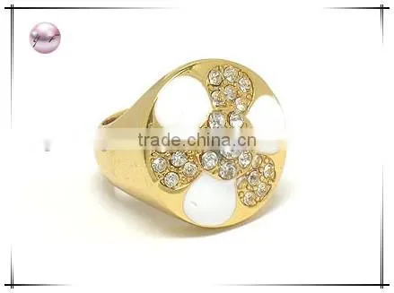 Crystal round flower face fashion ring