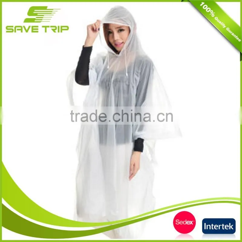 Eco-friendly Material Colorful Emergency Waterproof Disposable PE Poncho with hood