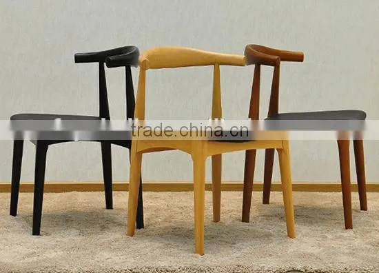 Replica Hans Wegner Elbow Chair with Faux Leather Seat