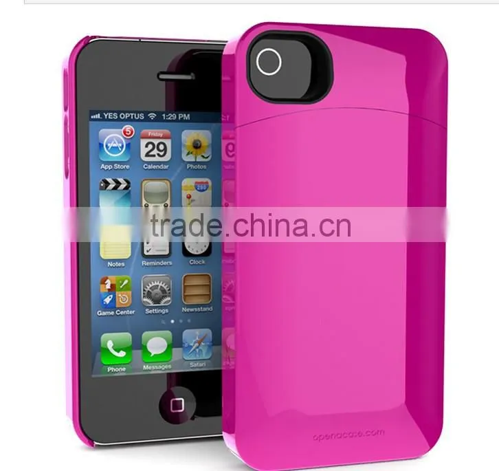 for iPhone 4 4S Slider Credit Card Holder Hard Case Cover Shell Drawer Locker