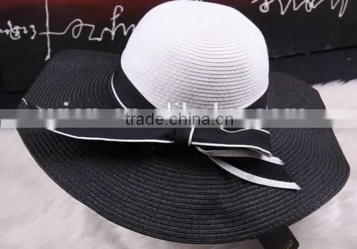 2016 latest design summer beach paper straw hat younger girl favourite bowknot ladies cheap straw hat