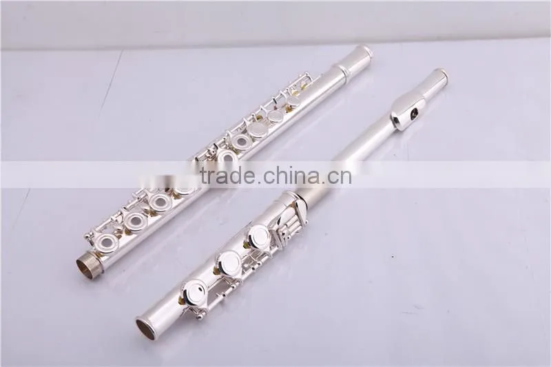 Musical instrument 17 open holes silver plated flute with Split E mechanism offset-G keys and B foot