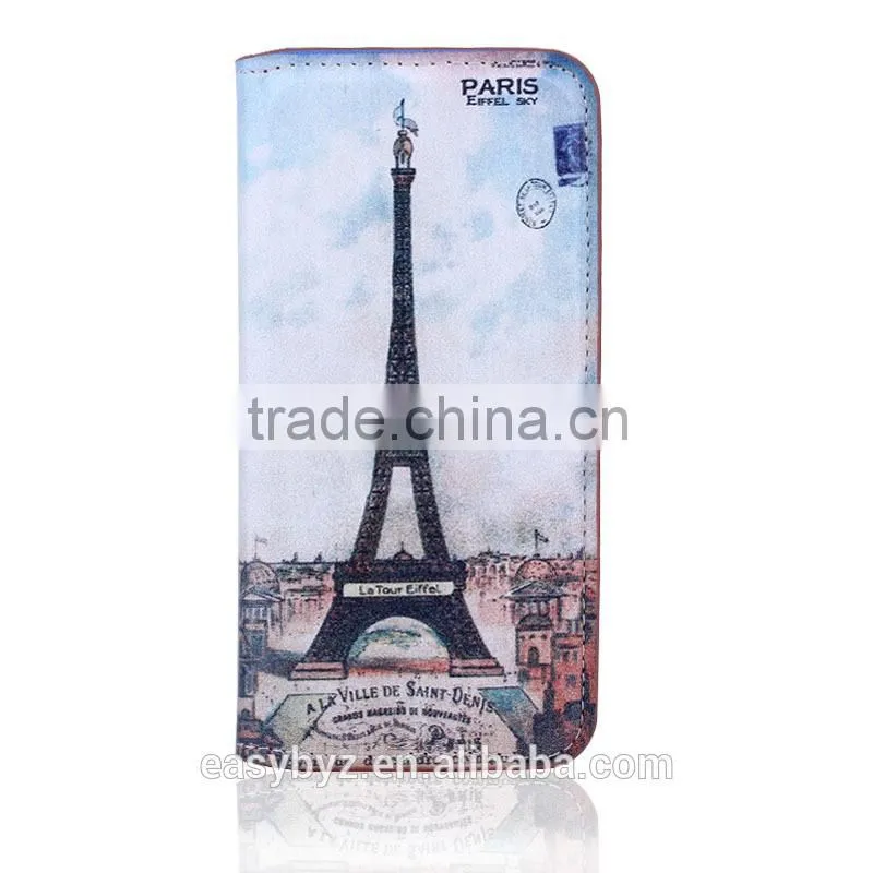 custom stylish leather case for apple iphone 6 classical wallet stand case
