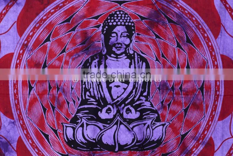 Hippie Boho Cotton Twin Buddha Meditation Lotus Wall Art Bohemian Wall Hanging Tapestry