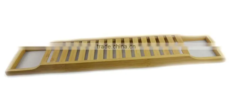 DT003/ Bamboo Bathtub Caddy with Extending Sides and Adjustable Book Bathroom Towel Clothes Holder Tray