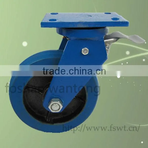 5 Inch Top Plate Heavy Duty Blue Rubber Swivel Hardware Casters