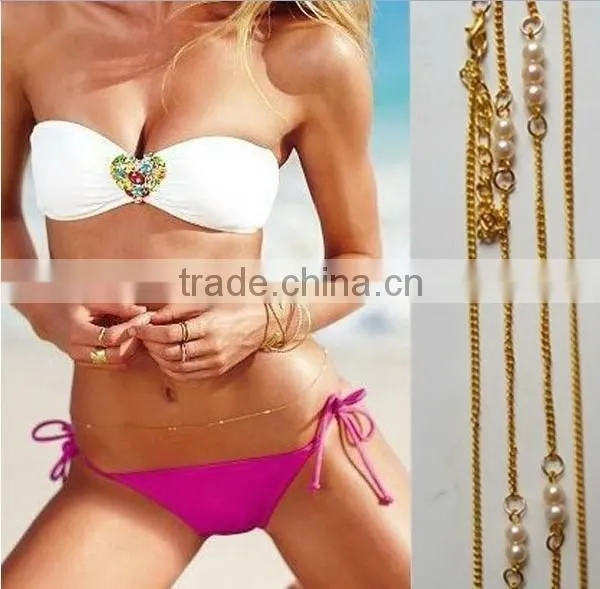 Fashion sexy pearl body chain belly chain