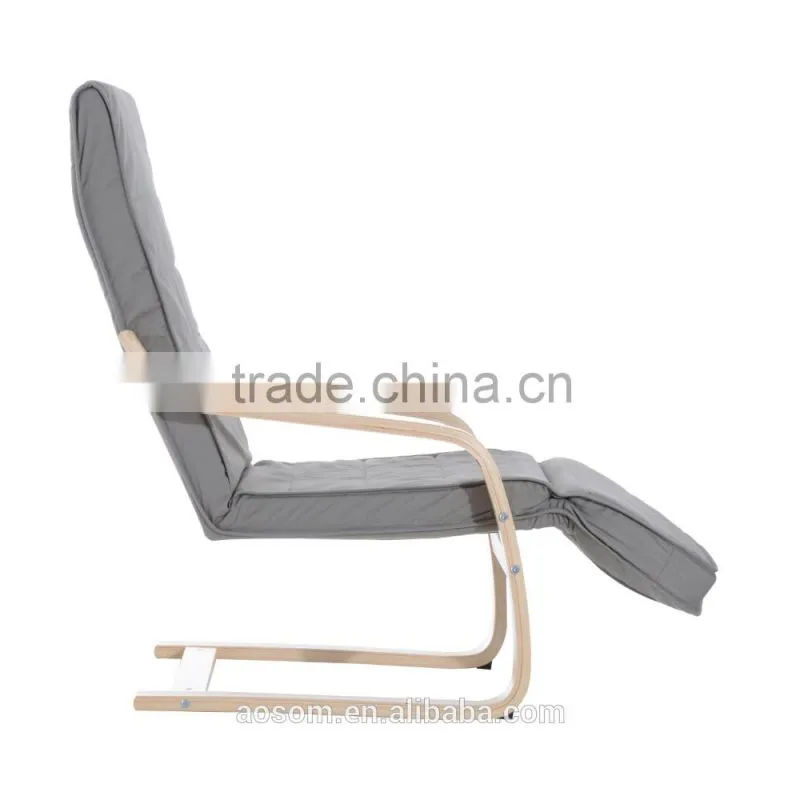 HomCom 39" Light Gray Reclining Bentwood Deck Chair