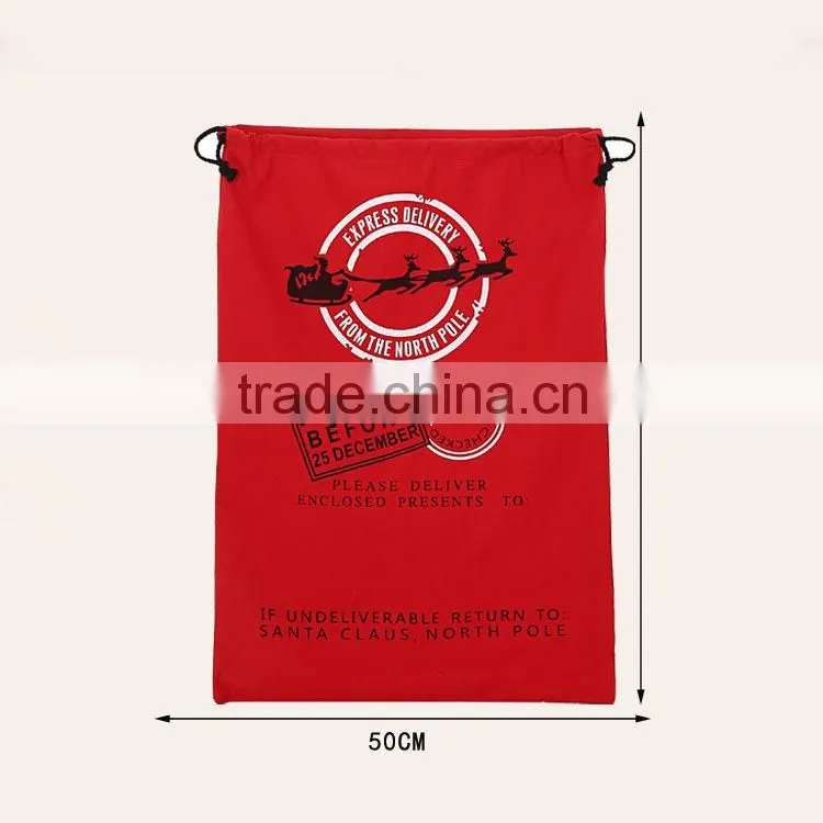 Fast shipping!Wholesale Santa sacks white red santa sack bag with drawstring Christmas Santa Claus wholesale Santa sacks