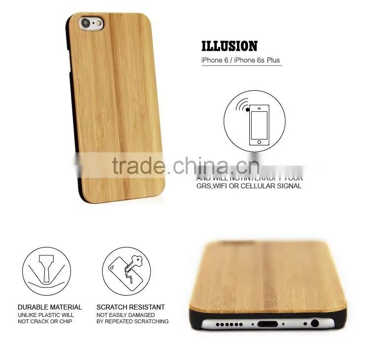 Factory Price Mobile Accessories Laser Engraving Custom Design PC Edge Wooden Cell Phone Case for iPhone 6 Case Wood