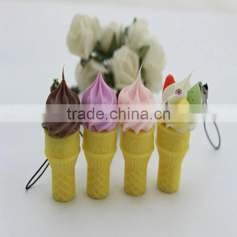 Hotsale creative high quality mini funny artificial fake ice cream cone keychian for promotion gift items