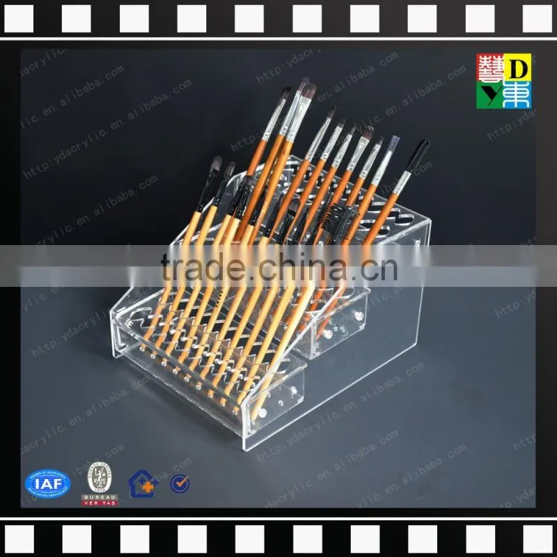 Custom design acrylic makeup box acrylic cosmetic display box plactic brush case from shenzhen yidong