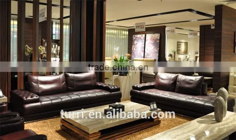 Italian Comfortable Brown Color Corner leather sofa