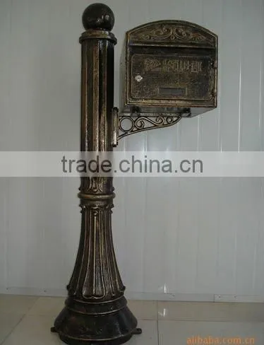 decorative cast iron post mailbox, iron antique mailbox
