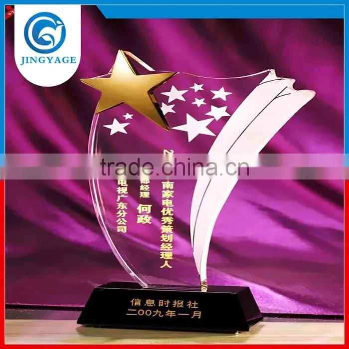Jingyage shining star trophies and awards shooting star crystal award vip honor crystal star souvenir