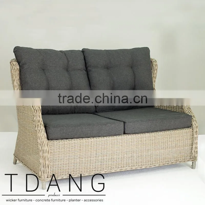 Driago Wicker Sofa- Outdoor Rattan Bench- Patio Brown Wicker Bench