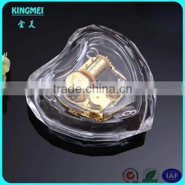 High grade handicrafts clear round crystal music box for wedding gift