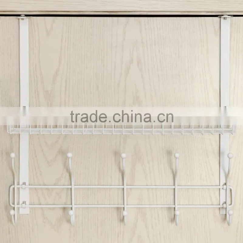 Adjustable Over the Door Mounting White Metal Clothes Storage Shelf