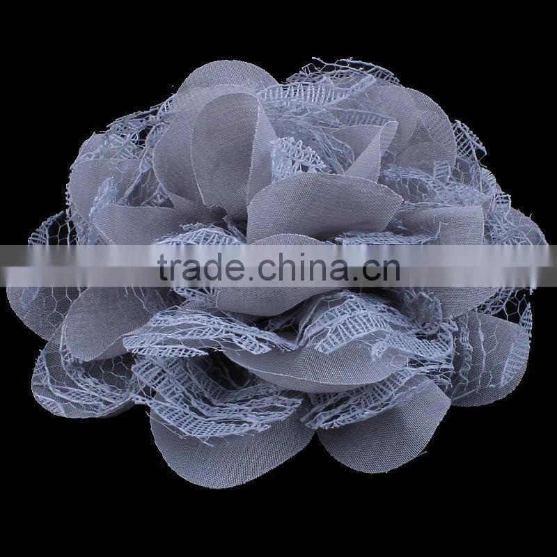 chiffon and lace flower clip for kids hair accessories for baby girl