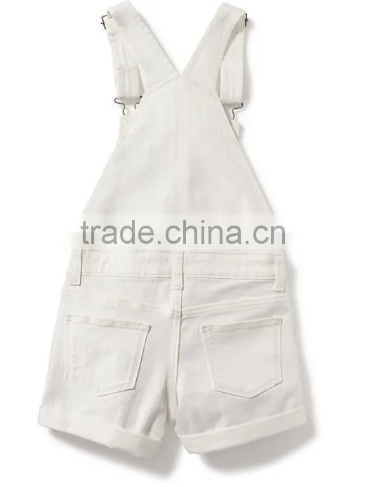 Little Girls Cute White Denim Shortalls Child Jumpsuit HSS8012