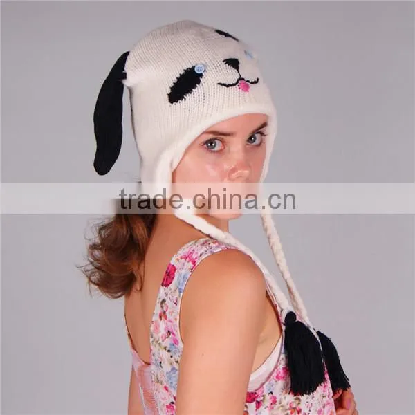 Dog shaped cartoon characters handmade crochet knitted hat