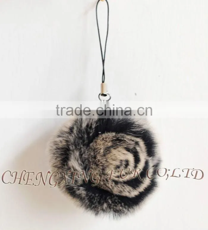 CX-P-22 Wholesale Fashion Chain Rex Fur Flower Mobile Phone Charm