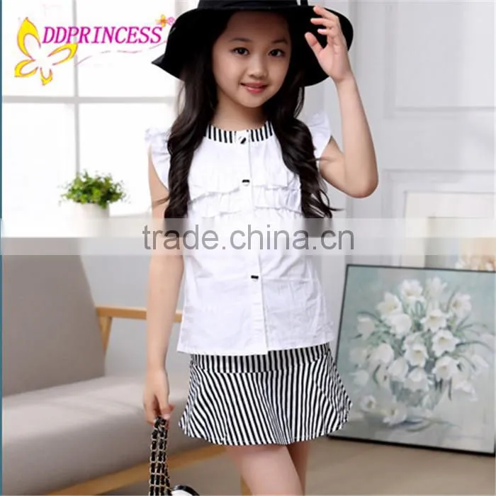 2017 Hot Sale Boutique Sets Girls Summer Fashion Matching Clothing Set Outfit 2 Pieces With stripe Wholesale
