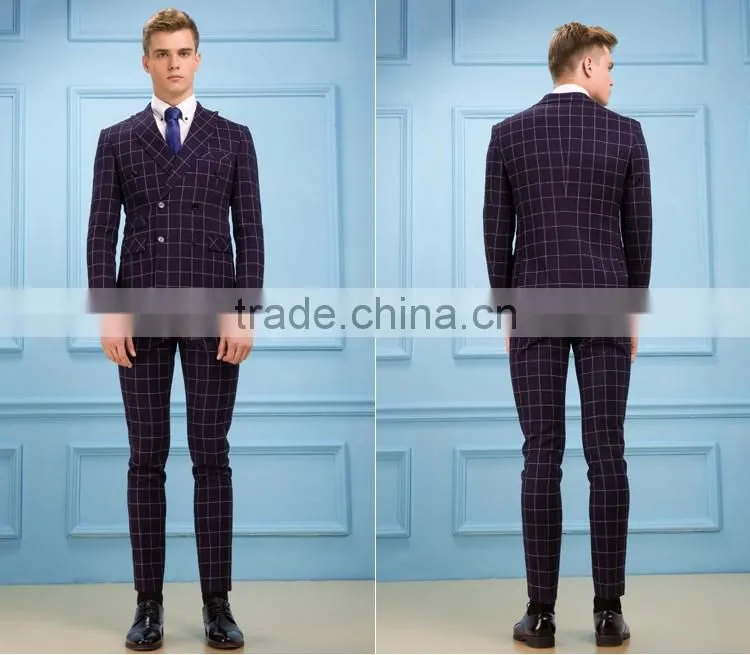 Daynoliao 2016 latest design Men's suit Plaid 3 pieces business suit for men
