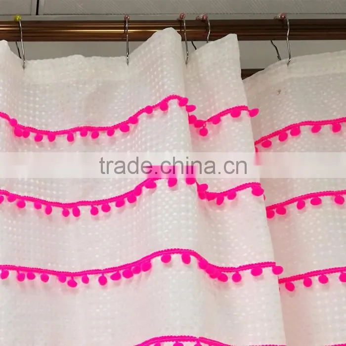 Hot Selling Wholesale 100% polyester Showerproof Curtains With Dyeing Tassel