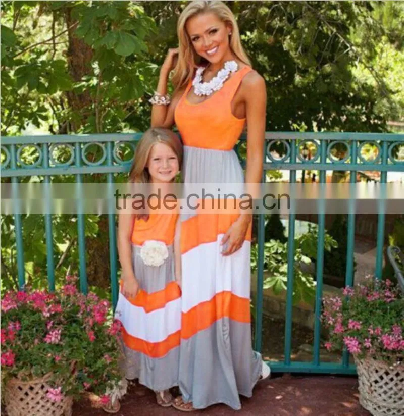 2017 On sale summer fashion outfits mother and daughters dresses matching family clothing sets