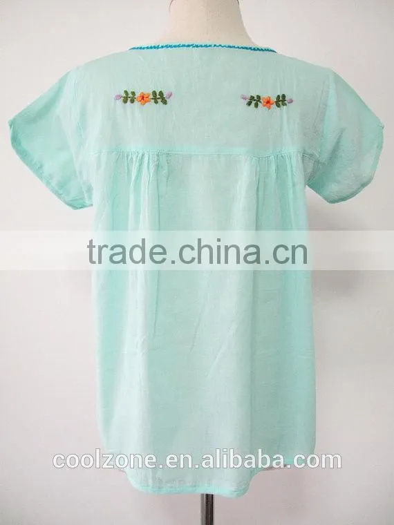 Wholesale Mexico manufacturers embroidered blouse ladies blouses