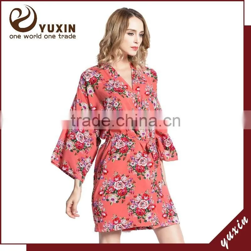 Wedding Bridesmaid White Cotton floral robe bride Robes FR0024