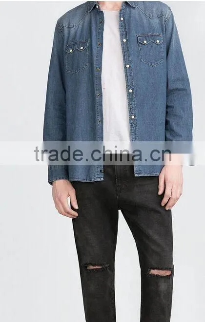 Denim shirt, men's short sleeve shirts