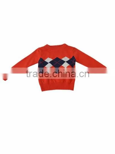 Girl's cotton ribbed jacquard pullover sweater